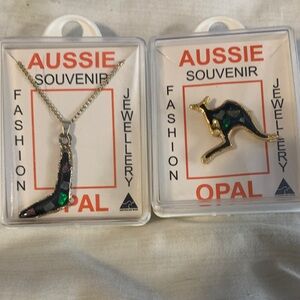 Aussie Souvenir Opal Necklace and Brooch Set